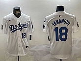 Mens Los Angeles Dodgers #18 Yoshinobu Yamamoto White 2024 World Series With Fernando Memorial Patch Home Limited Stitched Jersey,baseball caps,new era cap wholesale,wholesale hats